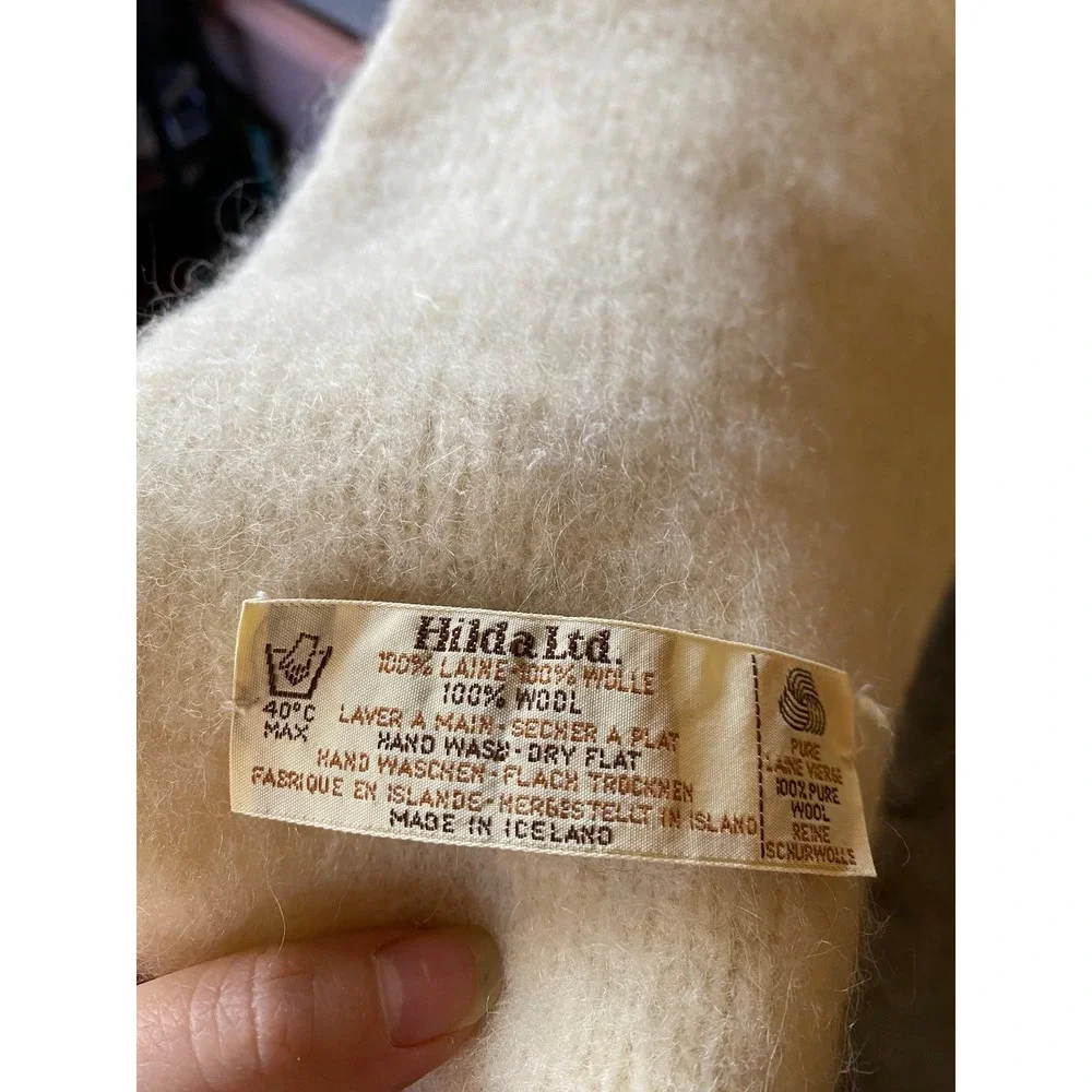 Vintage‎ Icelandic 100% Wool Cream Scarf Winter Cozy Scandigirl Heritage Luxury